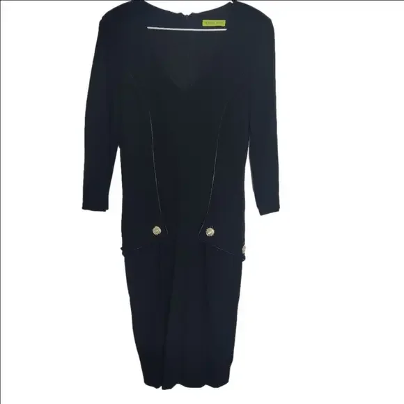 *Versace Jeans Black & Gold Sheath Dress – Button Detail – Size XS - Picture 2 of 8